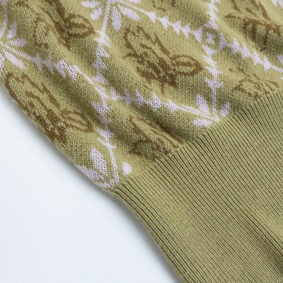 Simple Retro Green Collared Sweater Wool Blend Floral ASO The Recruit Hannah - Picture 9 of 14